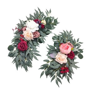 Magideal - 2 Piezas Guirnalda Para Arco De Boda Flores Artificiales Arreglo De Rosas De Seda Decoración De Centro De Mesa Adecuada Para Ceremonias Recepciones Fo Mezclado