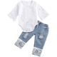 thumbnail image 1 of Conjunto de ropa para bebé niña, mameluco para bebé, top y jeans, 1 of 5