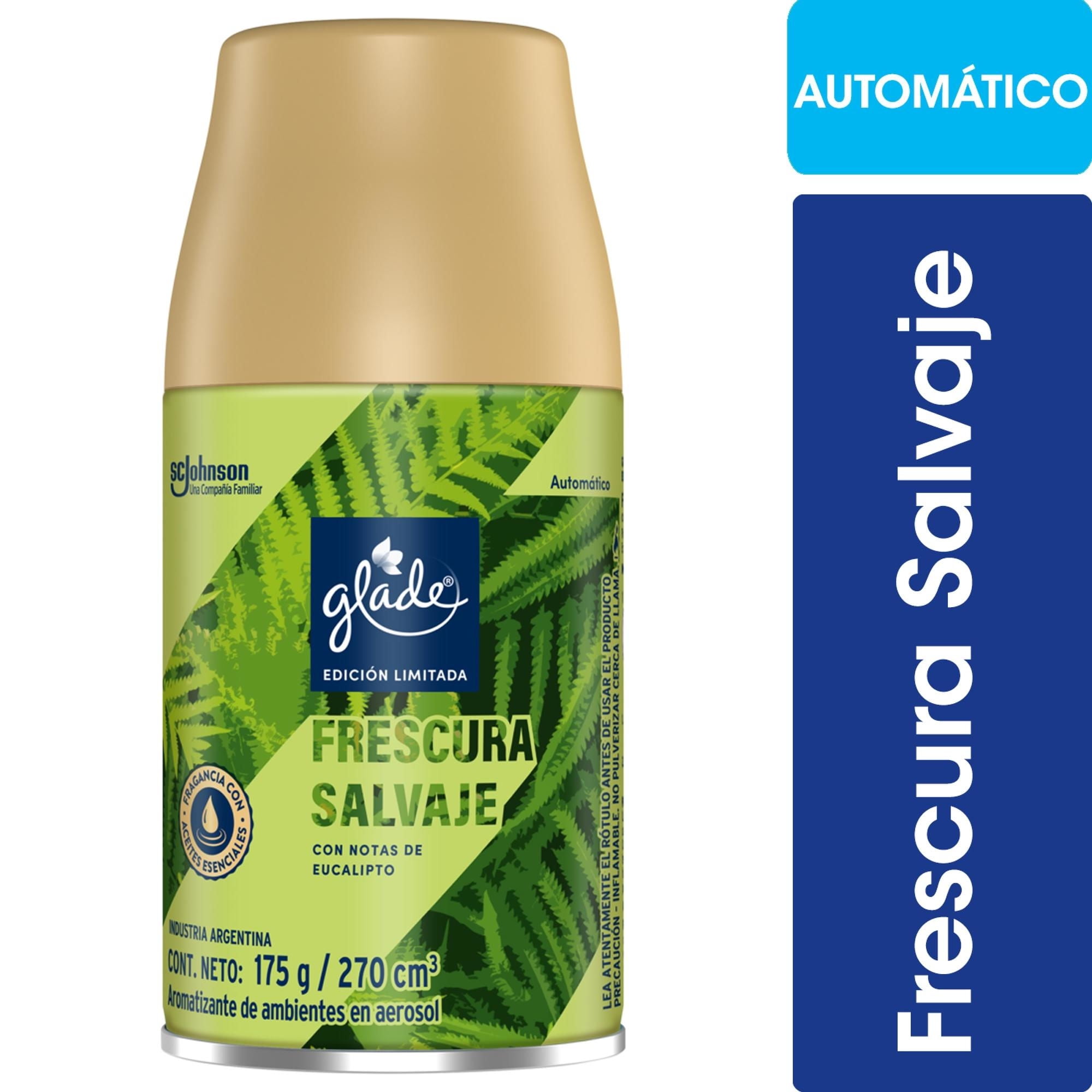Aromatizante De Ambientes Automático Frescura Salvaje Aerosol Lata 270 ml Glade