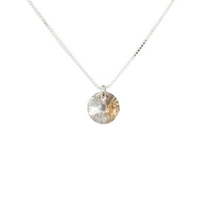 Joyas Montero - Collar Punto De Luz Plata Italiana 925 Y Cristal Genuino Golden Shadow