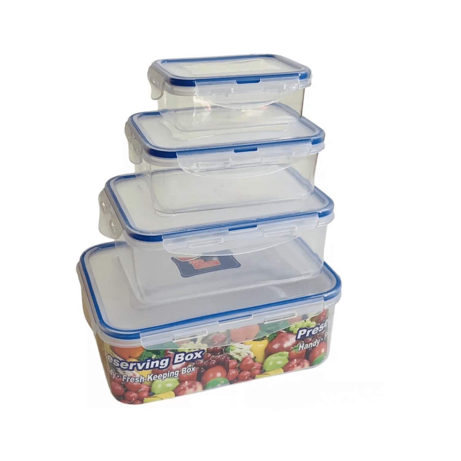 Importclick - Set 4 Tupper Herméticos Alimentos Plástico Azul