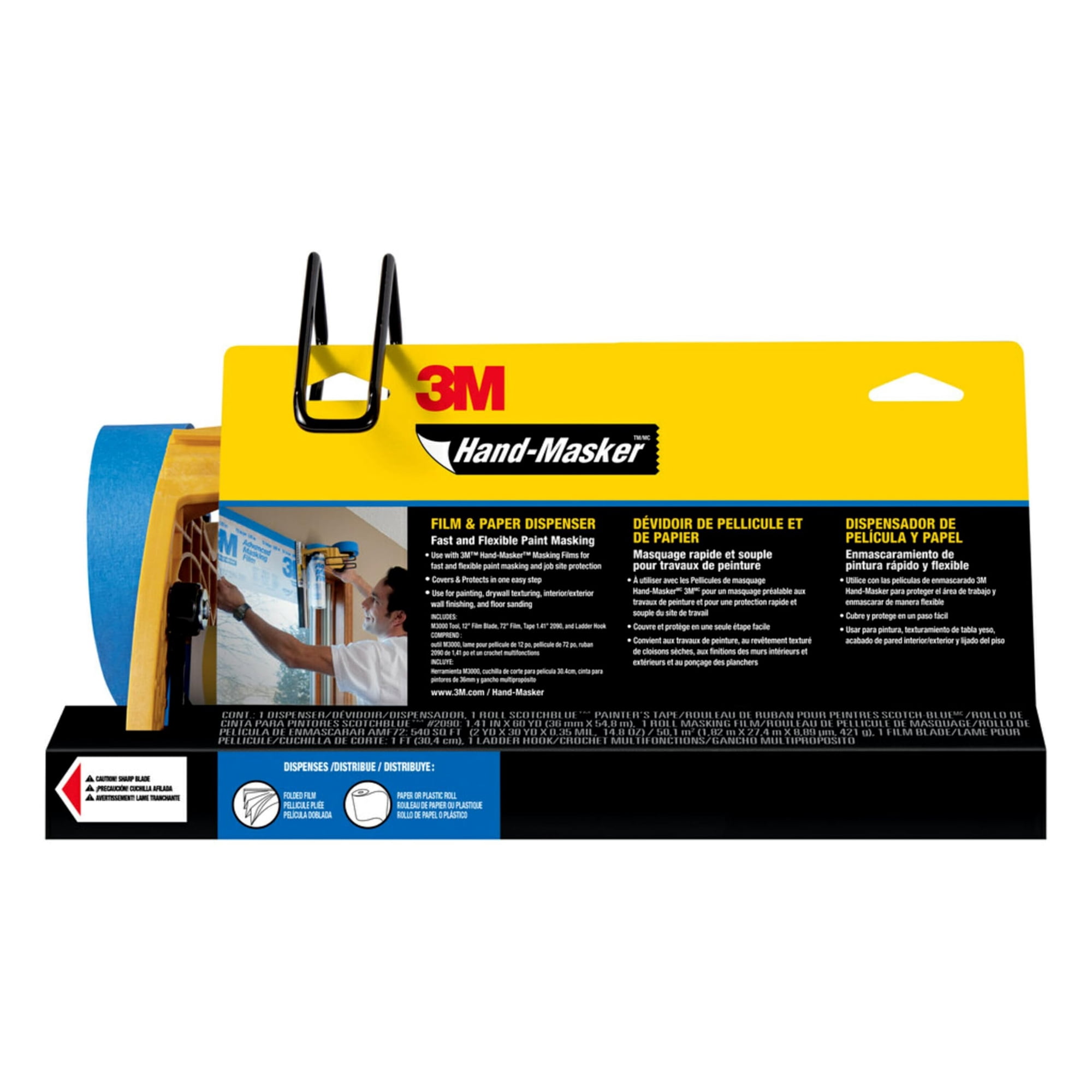 Hand-masker - Kit Dispensador De Cinta Adhesiva Y Film De Enmascarar Para Pintor 3m M3000