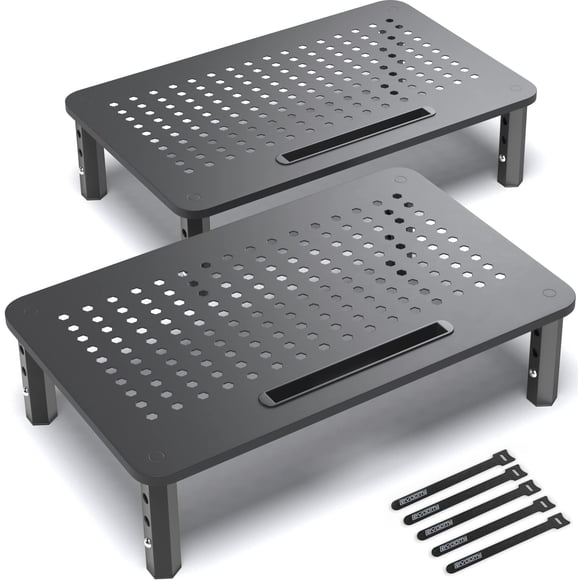 Soporte de monitor EVOOMI Back Saver para escritorio, paquete de 2 con bridas