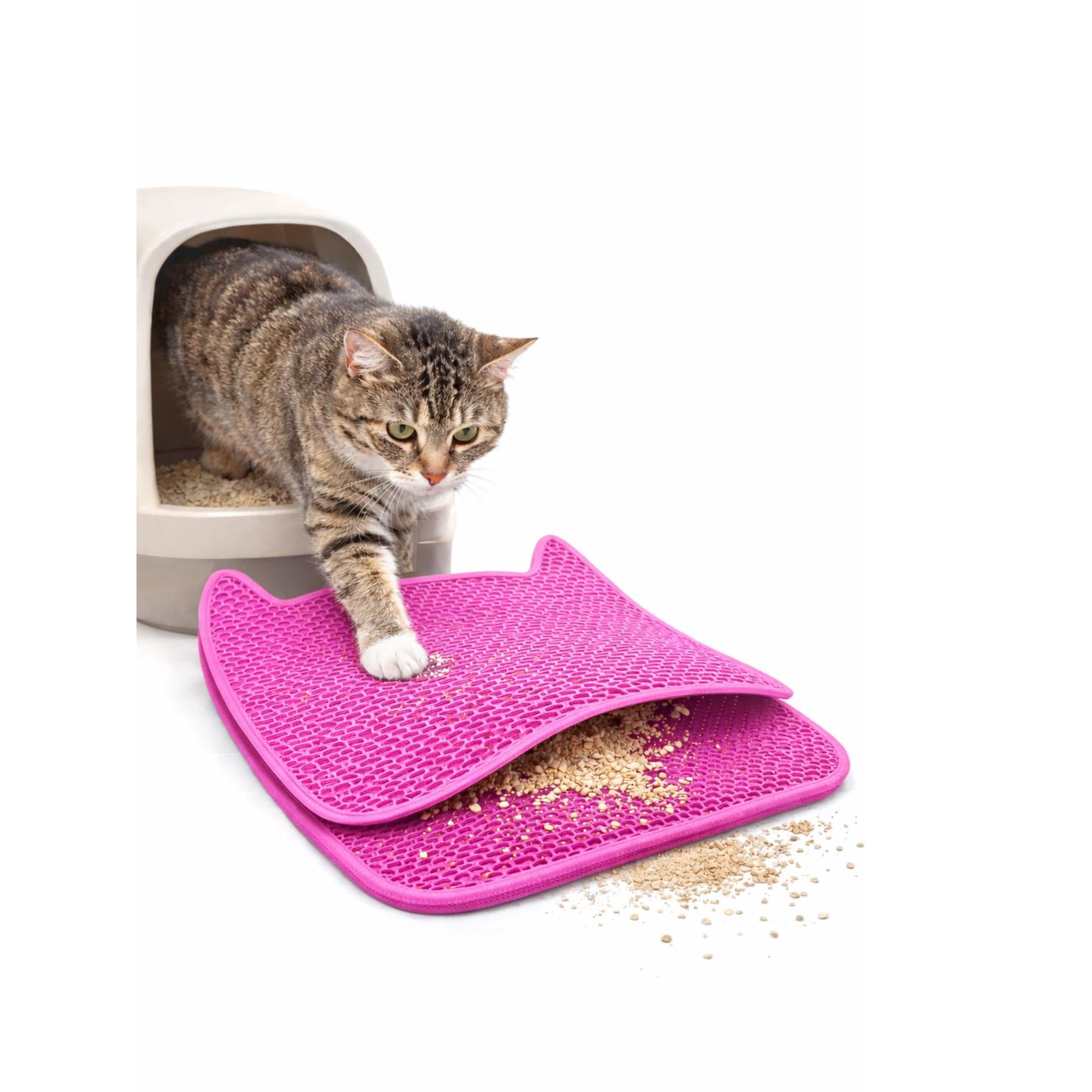 Alfombra para Arena de Gatos Doble Capa 65x49 cm rosa