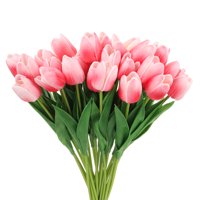 Flores Artificiales Uxcell Tulipanes Pu Rosa Profundo 24 Piezas