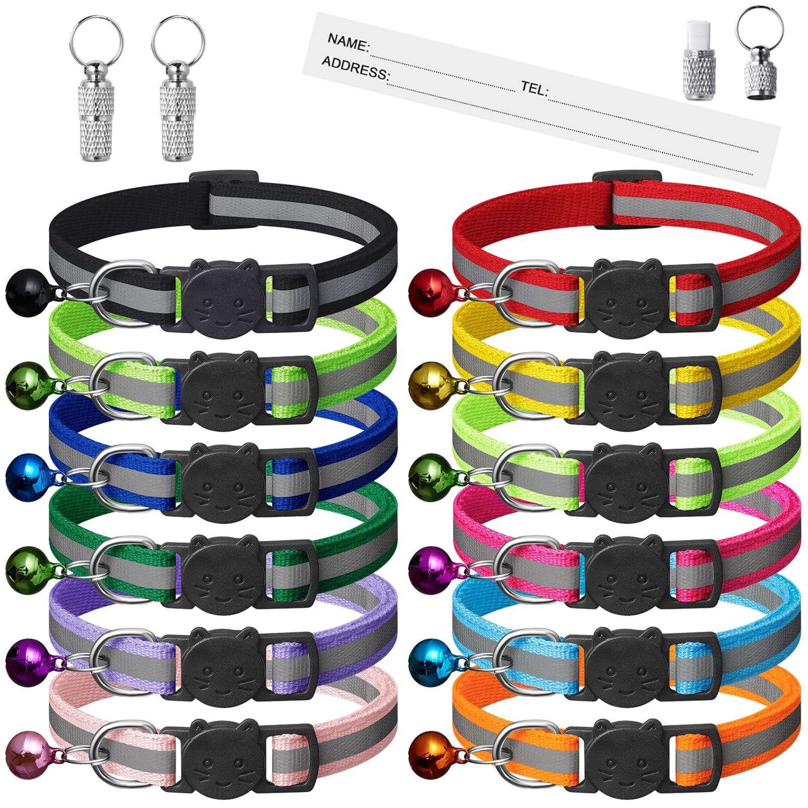 Collares Para Gatos Extodry Reflective-breakaway Con Cascabeles, Paquete De 12