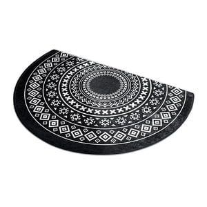 Magideal - Alfombrillas Antideslizantes De Medio Círculo Para Puerta, Alfombras De Baño De Secado Rápido, Alfombrilla De Puerta De Entrada Interior Semiredonda , Negro Blanco 50X80Cm Blanco Negro 50X80Cm