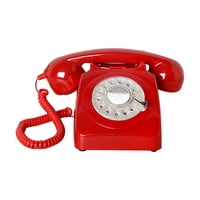 Magideal - Teléfono De Disco Giratorio De Estilo Vintage, Teléfono Con Cable Europeo, Estilo Años 60, Con Campana De Metal, Estilo Retro. Rojo