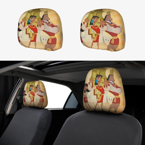 La Nueva Escuela del Emperador Funda Protectora Universal para Reposacabezas de Coche, Funda Elástica para Reposacabezas de Asiento de Auto, Funda de Tela Antipolvo, Accesorios de Interior 2 Piezas