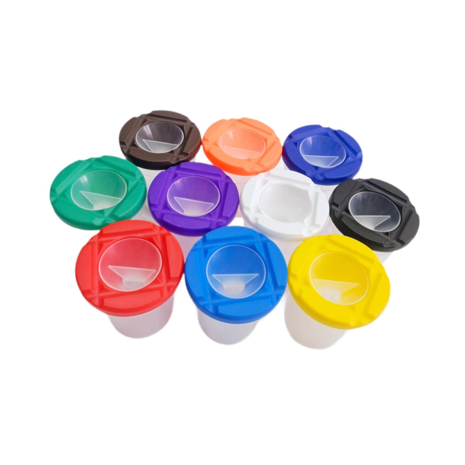 Magideal - 10 Piezas De Vasos Para Pintar, Vasos Para Colorear Con Tapa, Herramientas, Vaso Para Lavar, Juguetes De Aprendizaje, Suministros De Arte, Contenedore