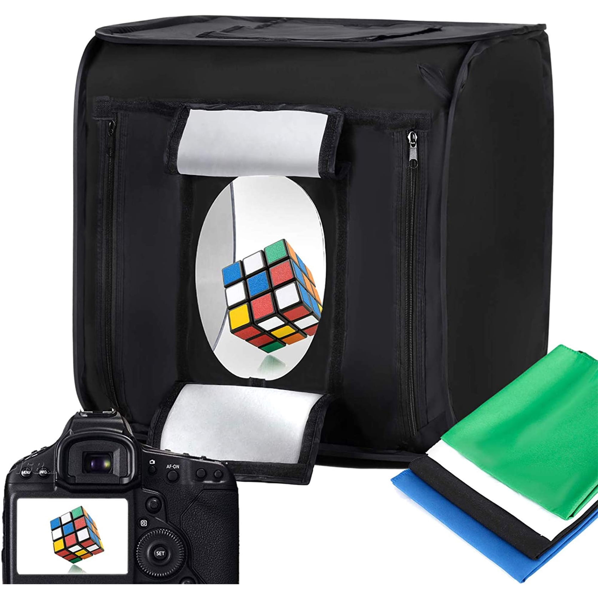 Caja De Luz Ltringys Para Estudio Fotográfico, 60 X 60 Cm, Con Luces Led Y 4 Fondos