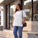 thumbnail image 2 of Agnes Orinda Blusas de Verano Casuales para Mujer de Talla Grande, Cuello Redondo, Manga Corta, Estilo Babydoll, Textura Flowy, 1X Blanco, 2 of 8