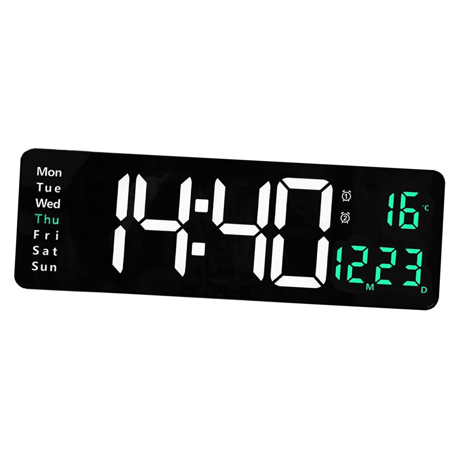 Bothyi - Reloj De Pared Digital Grande Hora Fecha Temperatura Semana Pantalla Usb Para Dorm Green