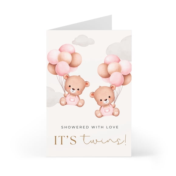 Tarjeta de Felicitación Prezzeluna para Niñas Gemelas - Baby Shower