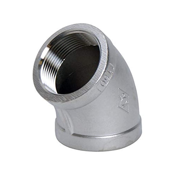 Codo Smith Cooper de acero inoxidable 45D de 1 pulgada FPT