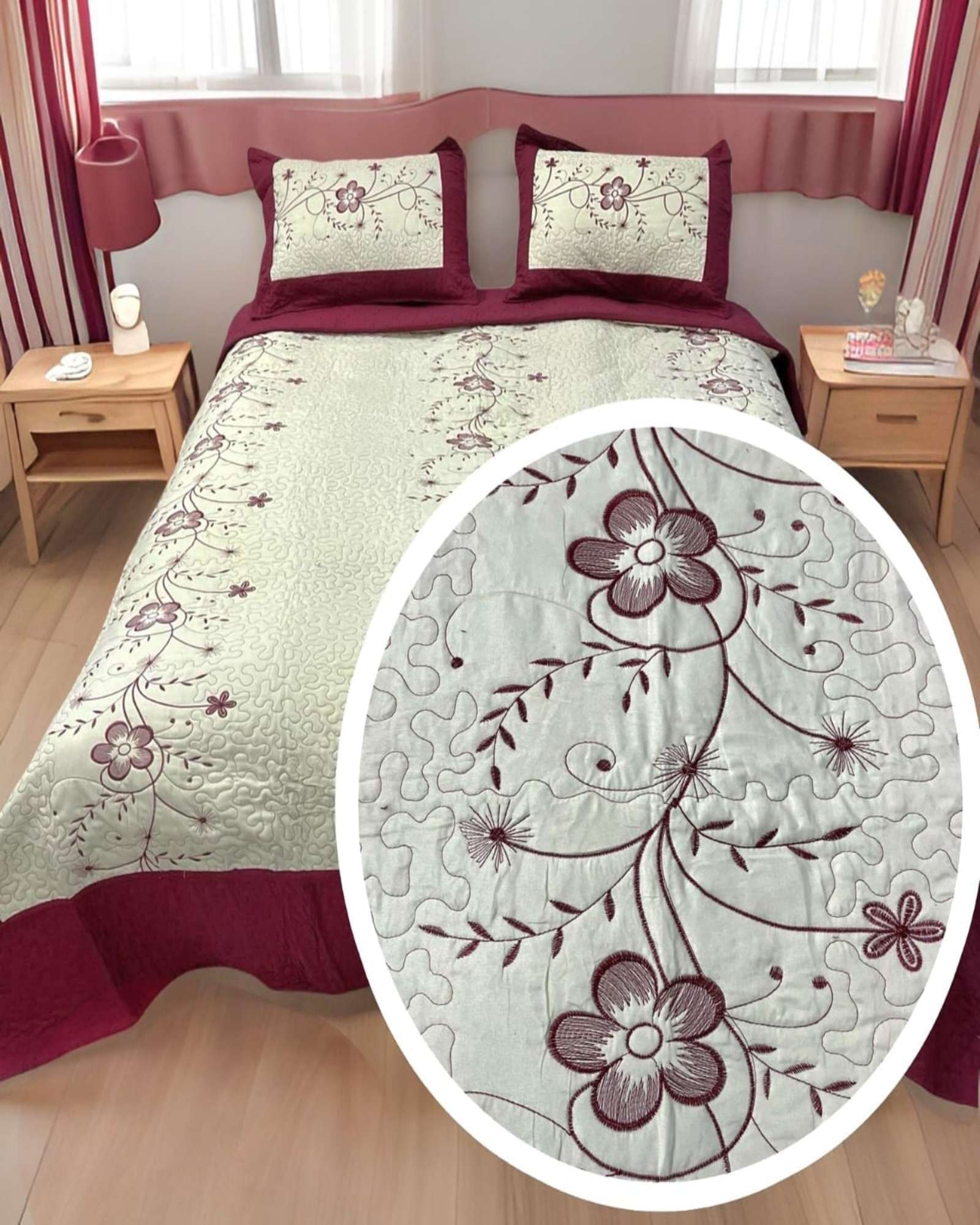 Genérico - Cubrecama Bordado 2 Plazas