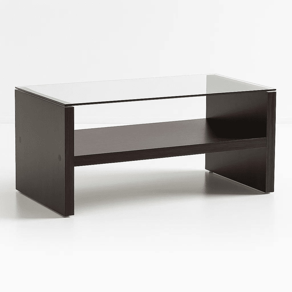 Klik Muebles - Mesa De Centro Moderna Madera Walnut Wood Vidrio