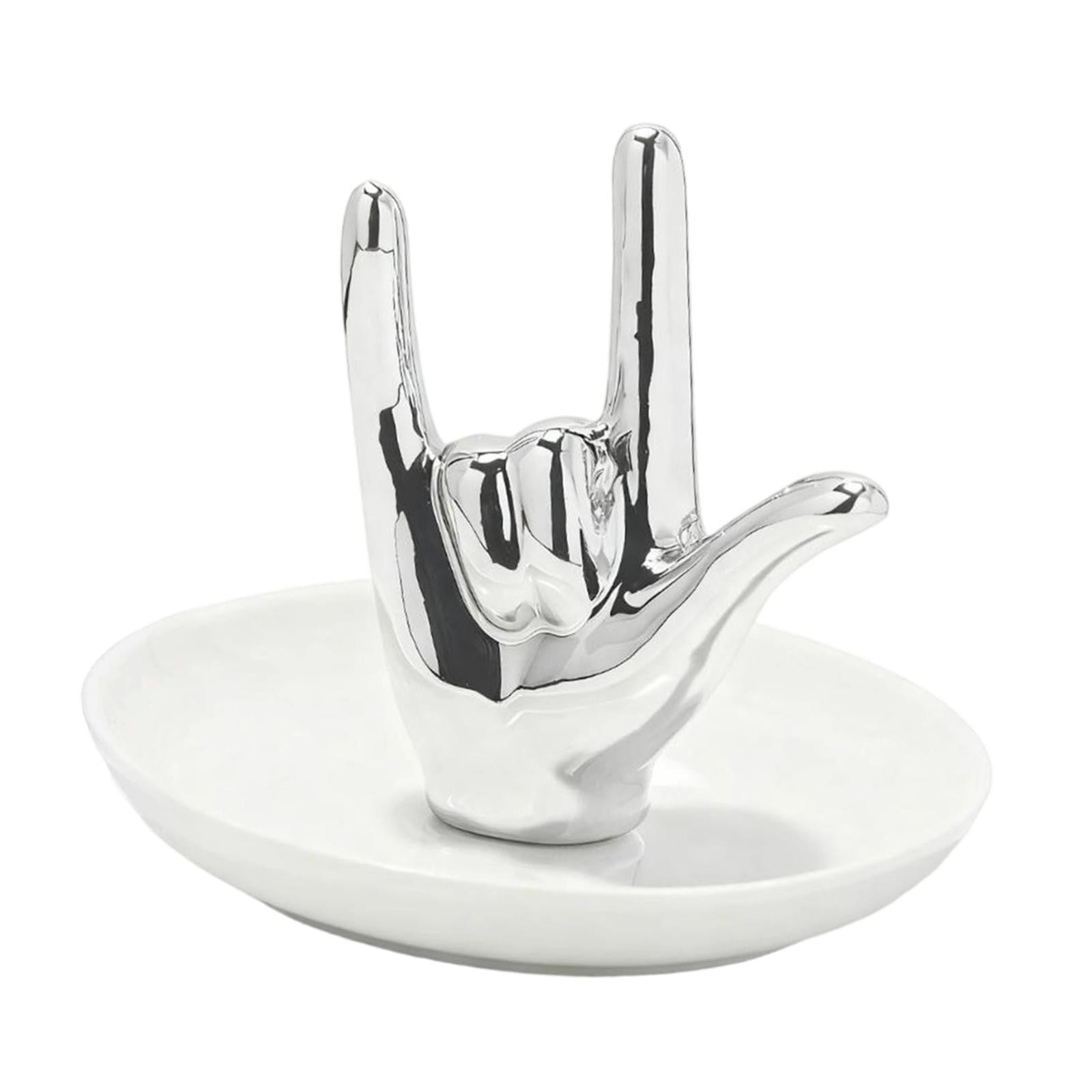 Ioensy - Bandeja Para Anillos Con Forma De Mano, Soporte Para Joyas, Para Anillos, Colgantes, De Plata