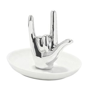 Ioensy - Bandeja Para Anillos Con Forma De Mano, Soporte Para Joyas, Para Anillos, Colgantes, De Plata