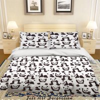 Milsleep - 3D Cartoon Animal Panda Pattern Quilt Cover Set Ropa De Cama Set Funda Nórdica