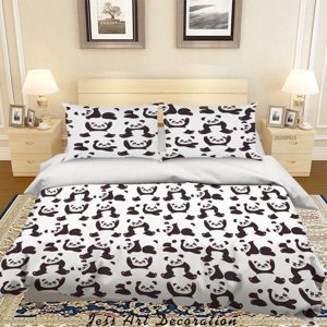 Milsleep - 3D Cartoon Animal Panda Pattern Quilt Cover Set Ropa De Cama Set Funda Nórdica