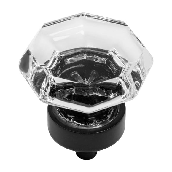 Perilla para gabinete Cosmas 5268FB, negro mate, vidrio transparente, 3,3 cm