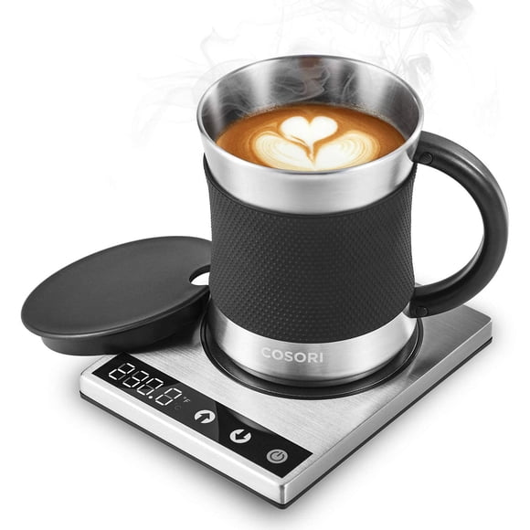 Calentador de tazas de café COSORI 304 de acero inoxidable, 500 ml, plateado/negro