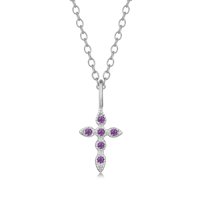 Collar Heshpaws S925 Sterling Silver Cross Morado