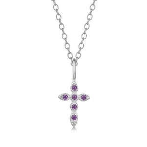 Collar Heshpaws S925 Sterling Silver Cross Morado