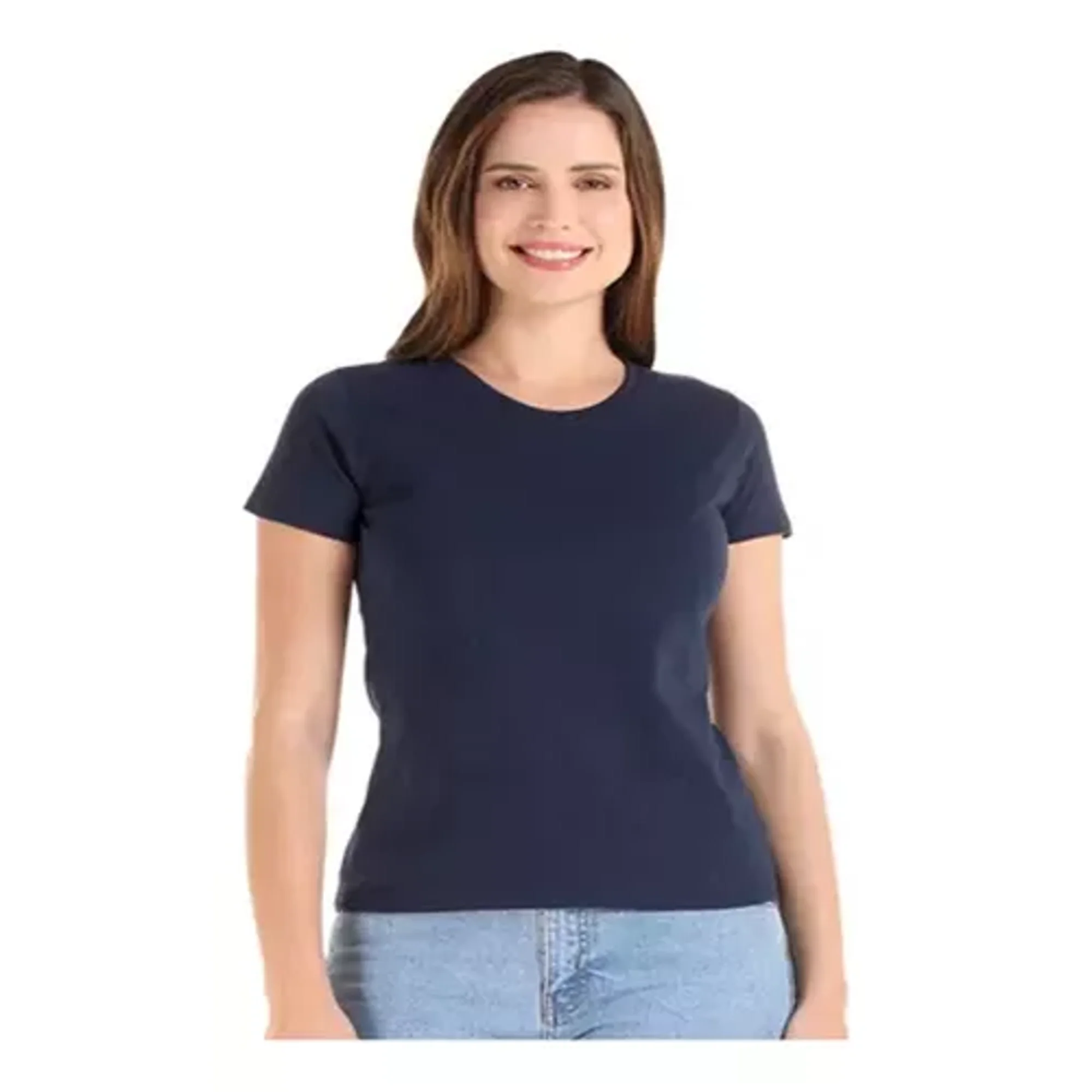 Creaprint - Polera Algodon Mc Mujer Azul Marino Talla S