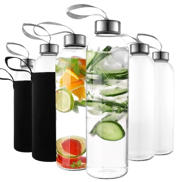 Set de 6 botellas de vidrio Kitchen Lux de 16 oz con cierre hermético