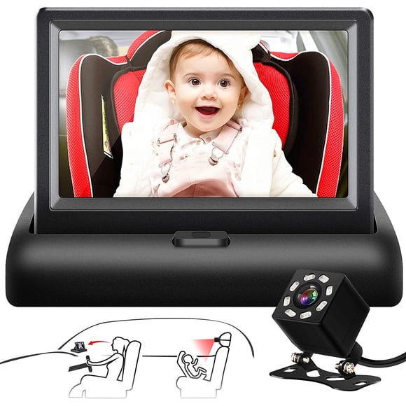 Espejo de coche para bebés Shynerk HD con pantalla de 4,3 pulgadas con visión nocturna