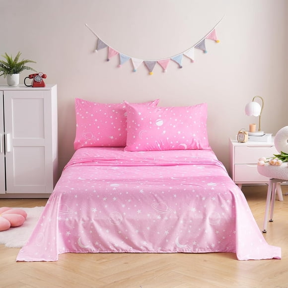 Juego de Sábana JSD Full Microfibra Rosa Estrellas 15 in