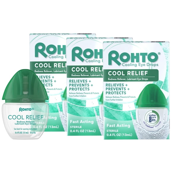 Eye Drops Rohto Cool Relief para aliviar el enrojecimiento, 12 ml (paquete de 3)