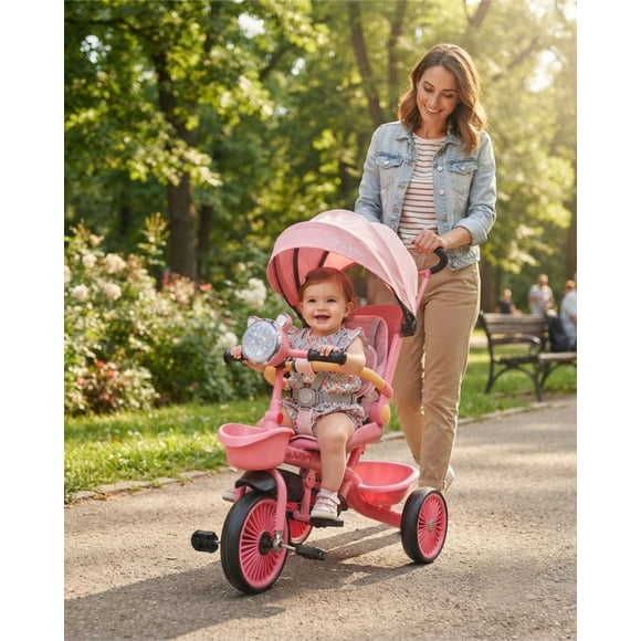 Triciclo Coche Reclinable y Giratorio 360° para Niños