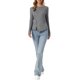 thumbnail image 2 of INSPIRE CHIC Suéter de Manga Larga para Mujer con Cuello Redondo y Decoración de Botones, Tops de Punto Acanalado Casual S Gris, 2 of 6