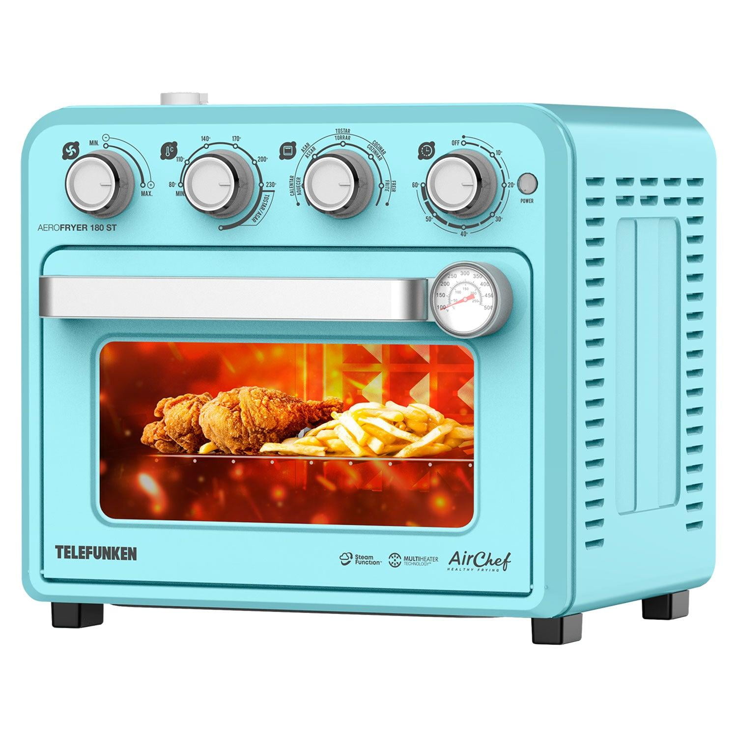 Telefunken - Horno Freidora De Aire Y Vapor 18lts Aerofryer 180st Celeste