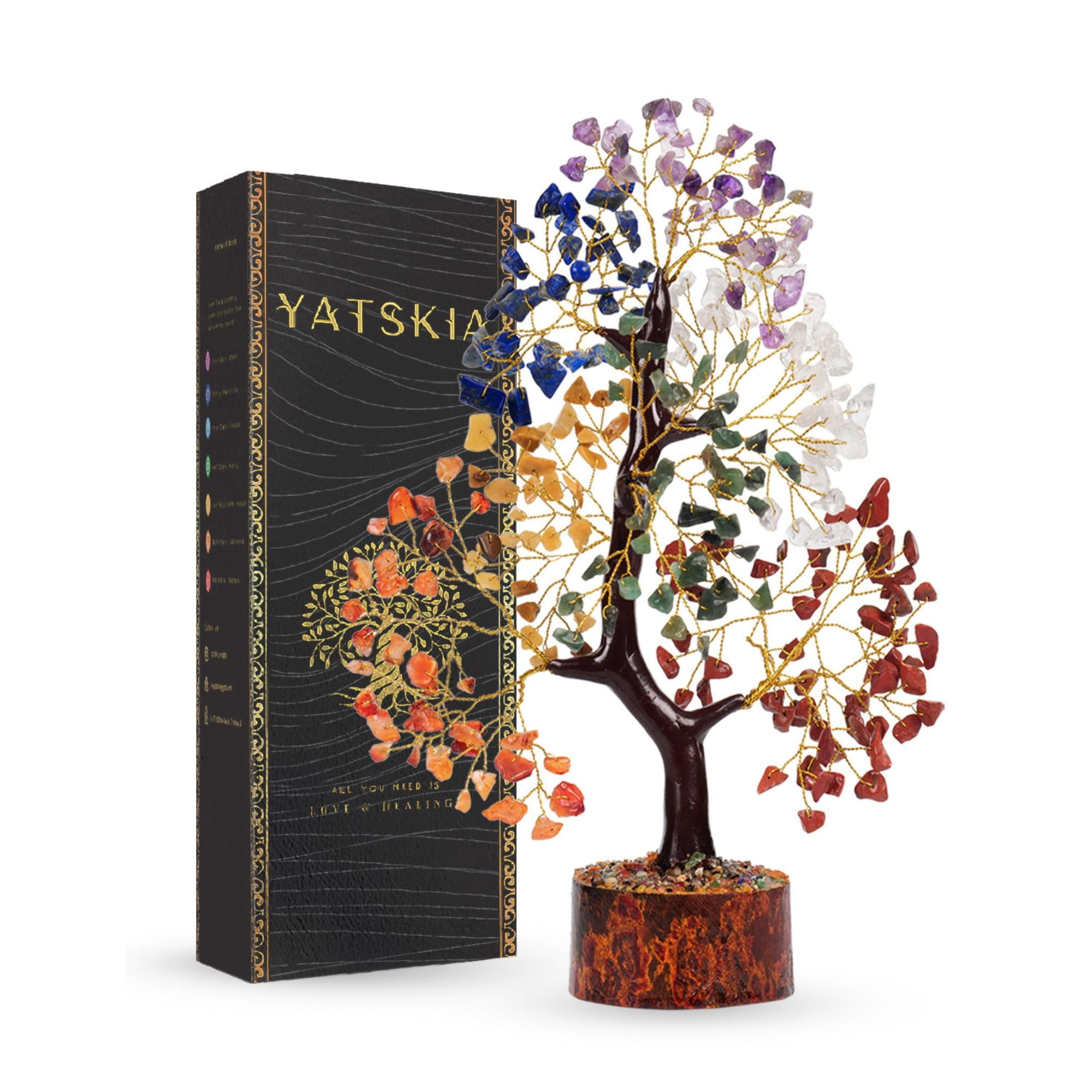 Árbol Decorativo De Cristal Yatskia Chakra Con 7 Piedras De Chakra