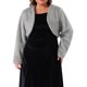 thumbnail image 1 of Agnes Orinda Conjuntos de Halloween Chaqueta de Punto Recortada para Mujer de Talla Grande Bolero de Piel Sintética Chaqueta Abierta para Bodas 3X Gris, 1 of 6