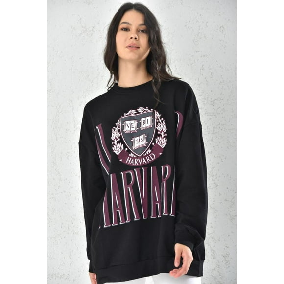 Poleron Oversize Manga Larga Mujer Negro Talla Unica