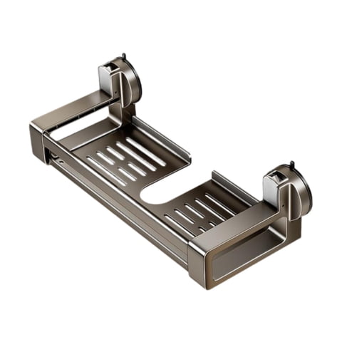 Bothyi - Estante De Ducha Para Baño, Bandeja De Almacenamiento Con Drenaje Automático Multiusos, Ventosa, Bandeja De Jabón