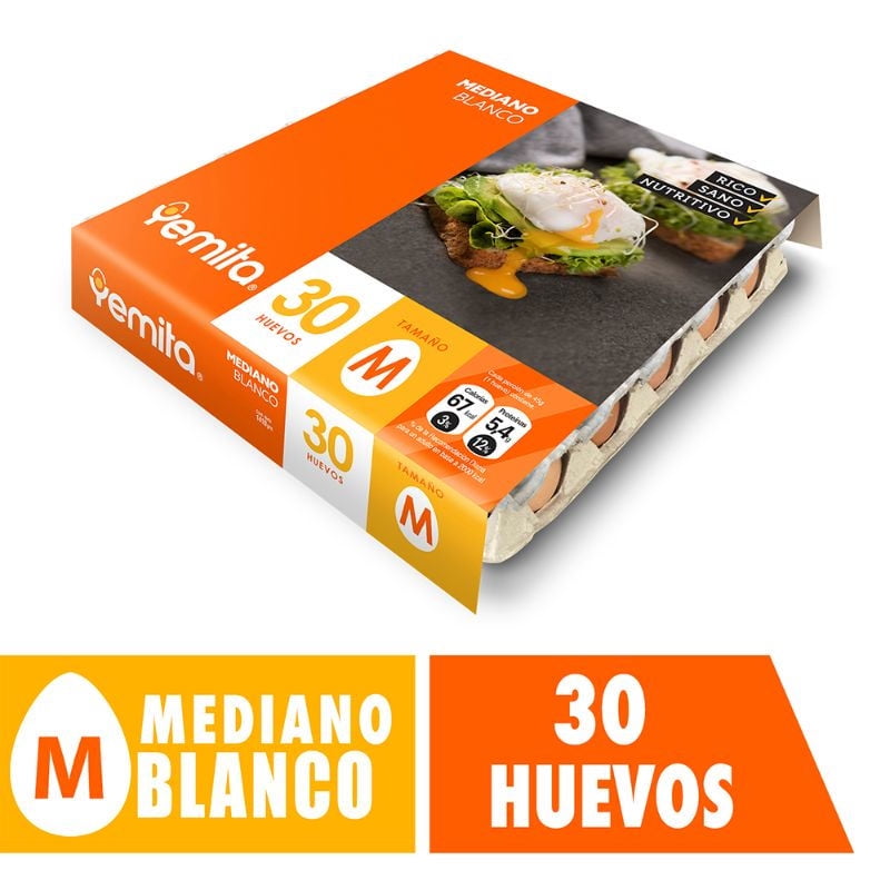 Huevos Blanco Mediano Bandeja 30 Un 30 un Yemita