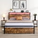 thumbnail image 2 of Full Size Bed Frame with Storage Headboard and 2 Drawers, LED Lights Bed with Charging Station, Metal Platform Bed No Noise, Mattress Foundation Strong Metal Slats Support No Box Spring Needed, 2 of 3