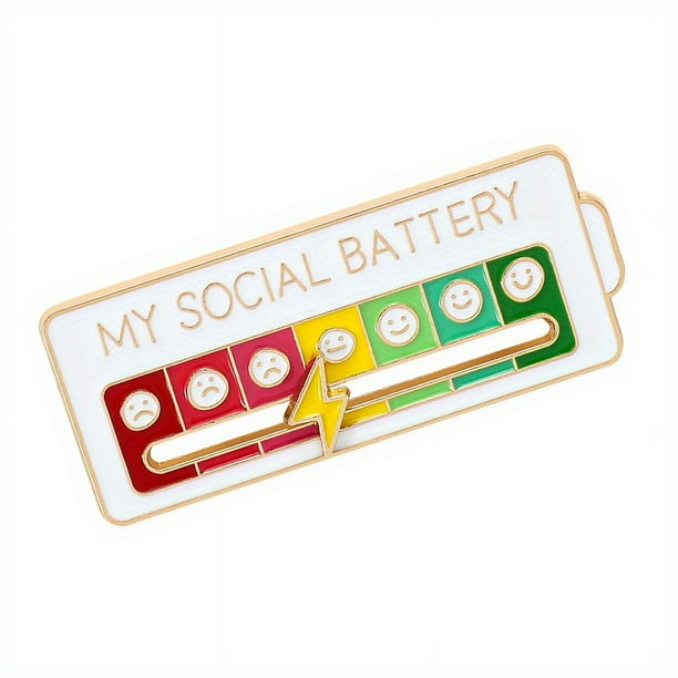 Social Battery Pin - Creative Lapel Pin, Fun Enamel Emotional Pin 7 Days A Week