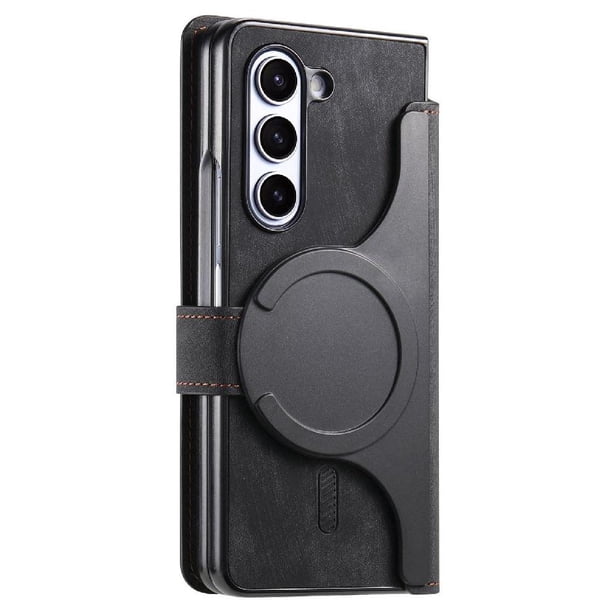 Funda Billetera Magnética para Samsung Galaxy Z Fold 5 Soporte Tarjetas Desmontable Negro