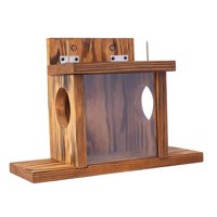 Ioensy - Comedero Exterior De Madera Para Ardillas, Estable Con Techo Superior Para Árboles De Patio Trasero Al Aire Libre