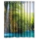 thumbnail image 1 of Cortina de ducha con diseño de bosque verde y sol, con ganchos, tamaño 60 x 72 pulgadas, 1 of 3