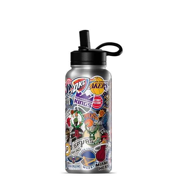 Botella de agua Hydrapeak x NBA de 32 oz con aislamiento y tapa con pajita