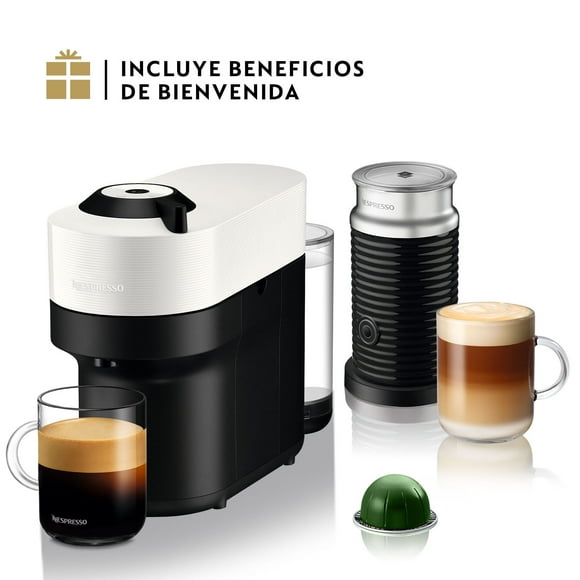 Cafetera Nespresso Vertuo Pop Blanca con Espumador de Leche