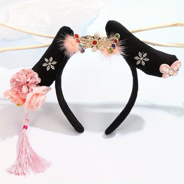 Women Headband, Chinese Qing Dynasty Hair Hoop, Chinese Princess Headpiece Handmade Hair Accessories Ornament One Size